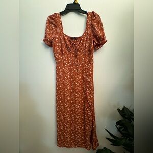 Burnt orange floral dress